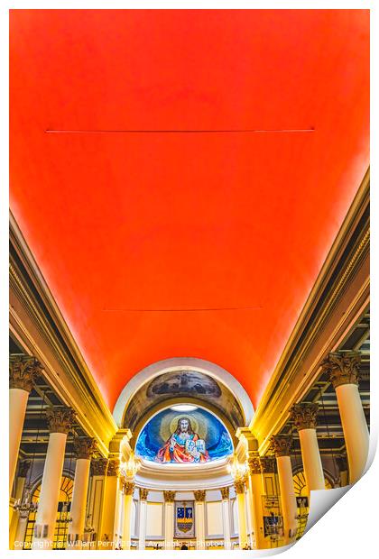 Basilica Jesus Fresco Sacred Heart Cathedral Punta Arenas Chile Print by William Perry