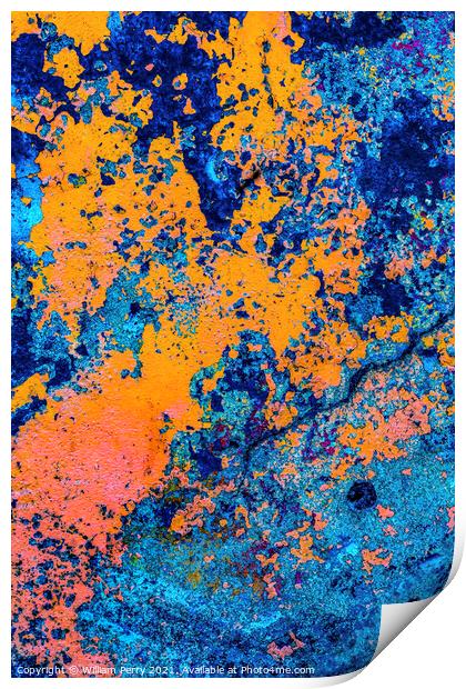 Colorful Orange Blue Abstract Punta Arenas Chile Print by William Perry
