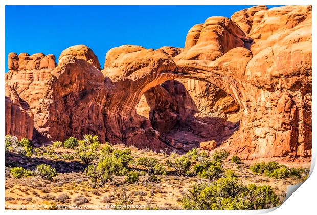 Double Arch Rock Canyon Windows Section Arches National Park Moa Print by William Perry