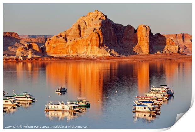 Castle Rock Wahweap Bay Marina House Boats Lake Powell Glen Cany Print by William Perry