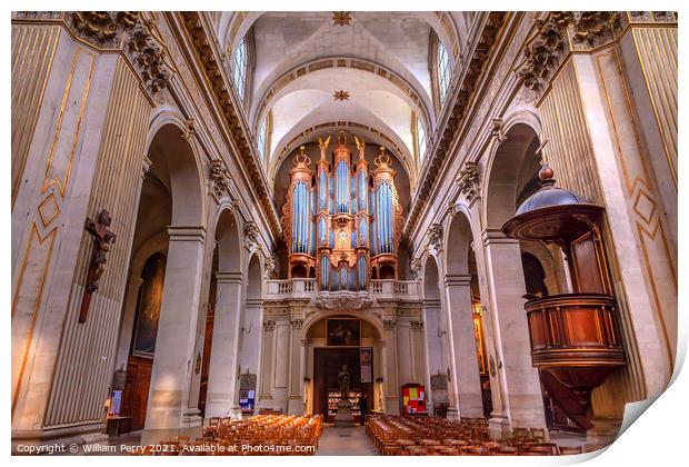 Basilica Organ Saint Louis En L'ile Church Paris France Print by William Perry