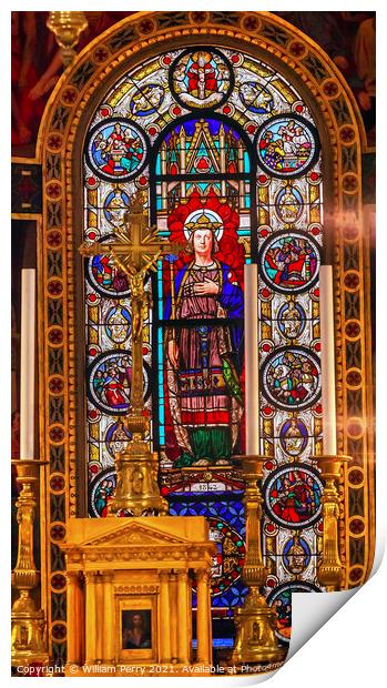 King Stained Glass Saint Louis  En L'ile Church Paris France Print by William Perry