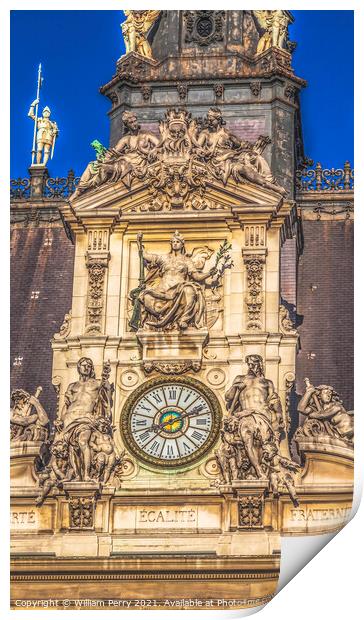 Hotel de Ville Flags City Hall Paris France Print by William Perry