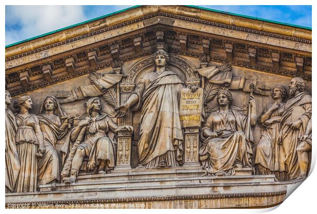 Marianne Lady Liberty Statues Facade National Assembly Paris Fra Print by William Perry