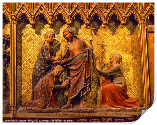 Jesus Christ Wooden Statues Notre Dame Cathedral Paris France Print by William Perry