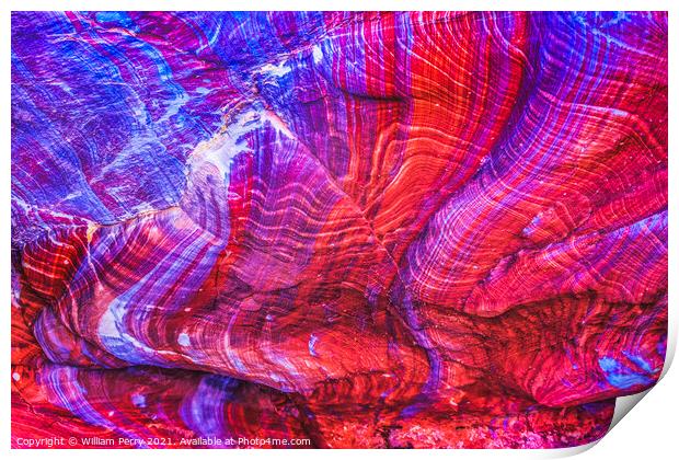 Red Blue Rock Magnesium Abstract Near Royal Tombs Petra Jordan Print by William Perry