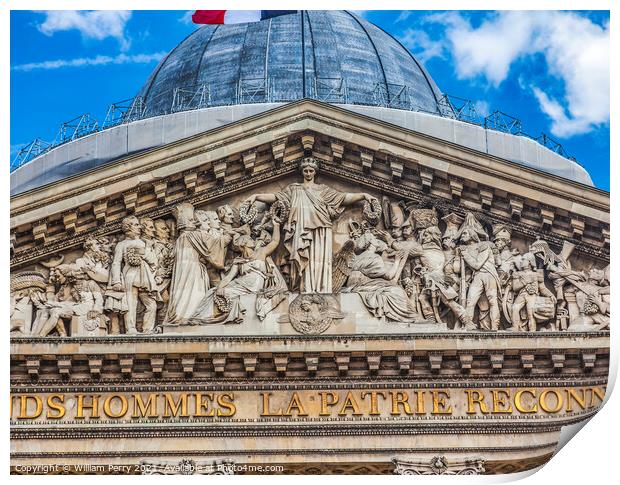 Pantheon Miltary Statesmen Statues Facade Paris France Print by William Perry