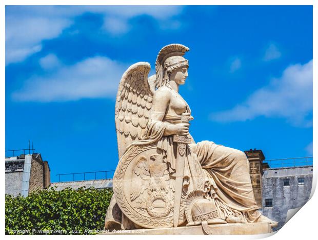 Winged Woman Statue Tulleries Garden Paris France Print by William Perry
