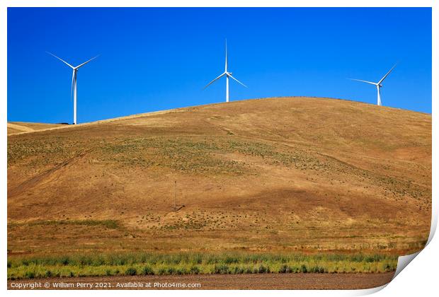 Wind Turbines Palouse Countryside Washington Print by William Perry
