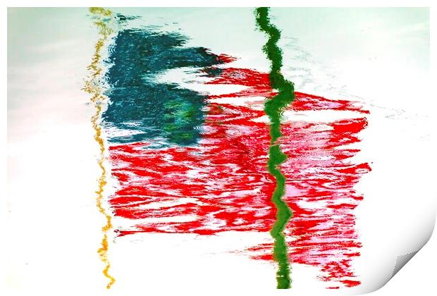 American Flag  Reflection Westport Grays Harbor Wa Print by William Perry