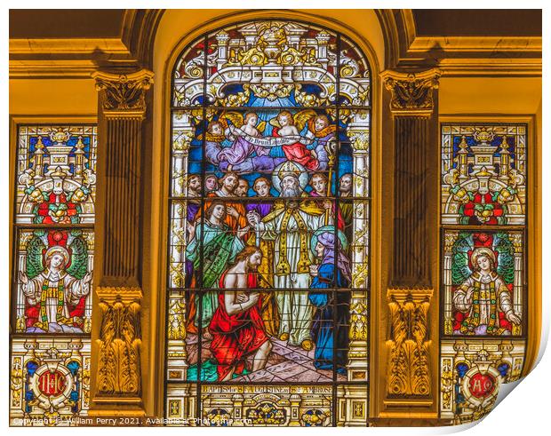 Saint Augustine Baptism Stained Glass Cathedral Saint Augustine  Print by William Perry