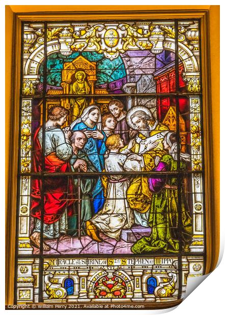 Saint Augustine Miracle Stained Glass Cathedral Saint Augustine  Print by William Perry