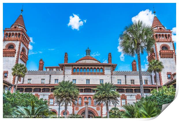 Red White Courtyard Flagler College St Augustine Florida  Print by William Perry