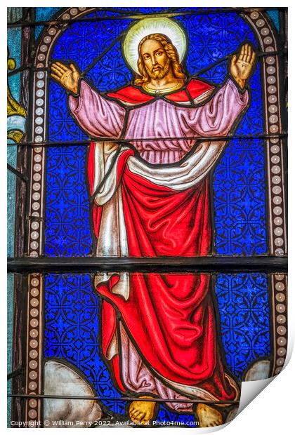 Jesus Ascension Stained Glass Trinity Church Saint Augustine Print by William Perry