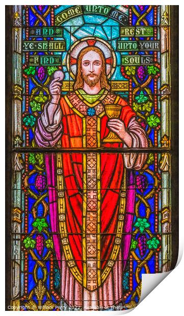 Jesus Invitation Eucharist Stained Glass Church Saint Augustine  Print by William Perry
