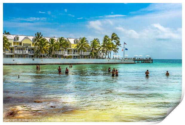 Colorful Higgs Memorial Beach Park Swimmers Key West Florida Print by William Perry
