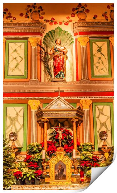 Old Mission Santa Ines Solvang California Basilica Altar Cross Print by William Perry
