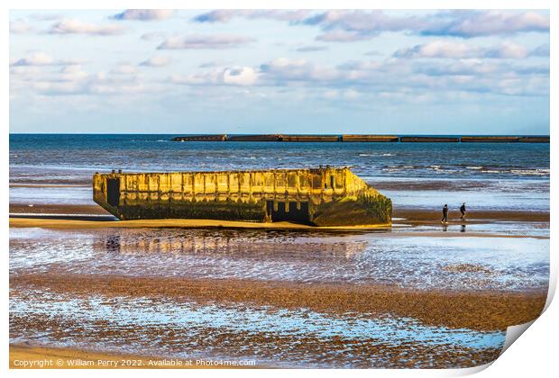 Ramp Beach Mulberry Harbor Arromanches-les-Bains Normandy France Print by William Perry