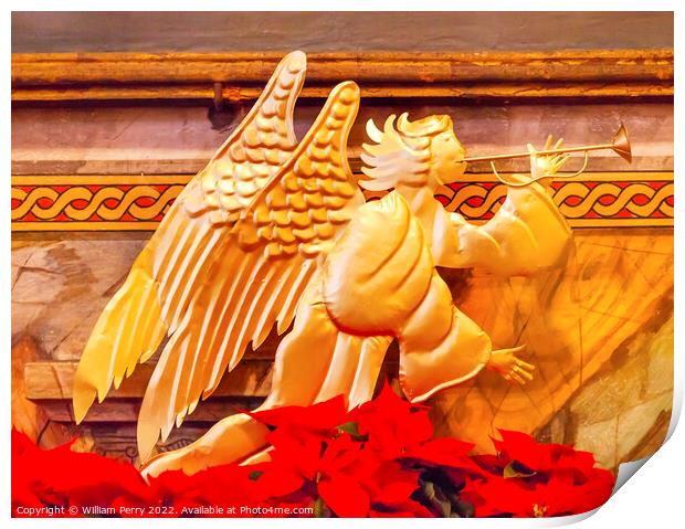Angel Decoration Christmas Mission Santa Barbara California Print by William Perry