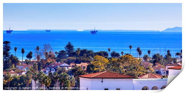 Oil Well Offshore Platforms Santa Barbara California Print by William Perry