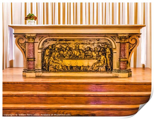 Last Supper Bronze Altar Saint Laurent Church Normandy France Print by William Perry