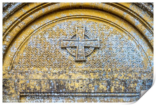 Stone Greek Cross Saint Laurent Church Normandy France Print by William Perry