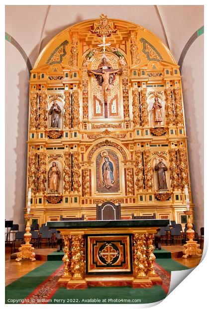 Golden Altar Mission Basilica San Juan Capistrano California Print by William Perry
