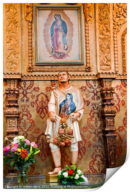 Juan Diego Statute Guadalupe Shrine Mission Basilica San Juan Ca Print by William Perry