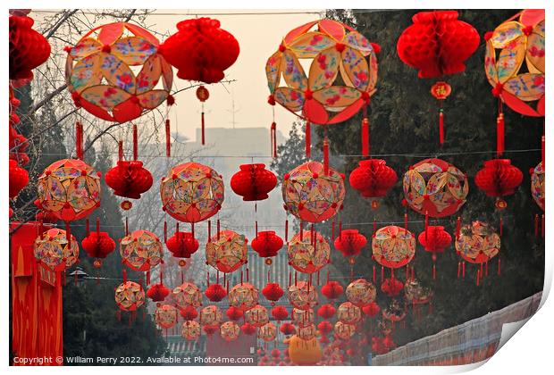 Chinese Lunar New Year Decorations Ditan Park Beijing China Print by William Perry