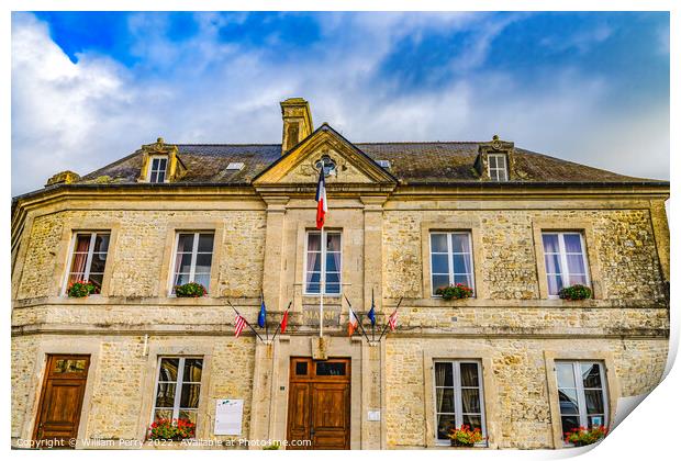 Hotel de Ville D-day St Marie Mont Normandy France Print by William Perry