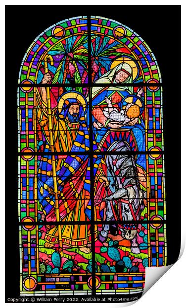 Mary Jesus Stained Glass Church St Marie Eglise Normandy France Print by William Perry