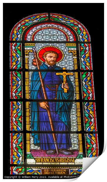 Saint Francis Assisi Stained Glass Nimes Cathedral Gard France Print by William Perry