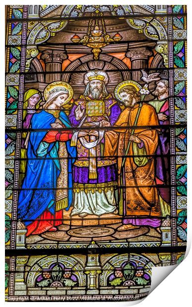 Joseph Mary Marriage Stained Glass Saint Mary Basilica Phoenix  Print by William Perry