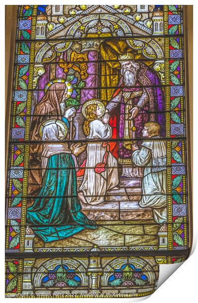 Mary Temple Stained Glass Saint Mary Phoenix Arizona Print by William Perry