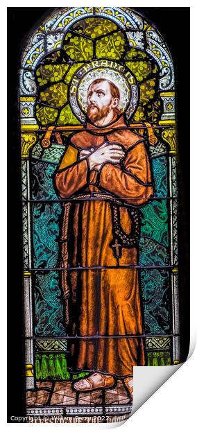 Saint Francis Assisi Stained Glass Saint Mary Phoenix Arizona Print by William Perry