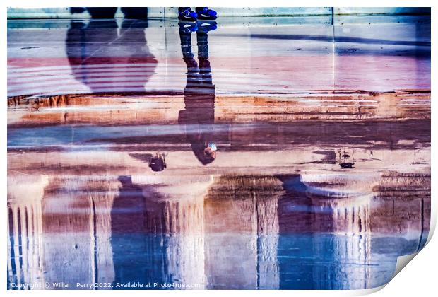 Skating Rink Reflection Abstract Maison Caree Roman Temple Nimes Print by William Perry