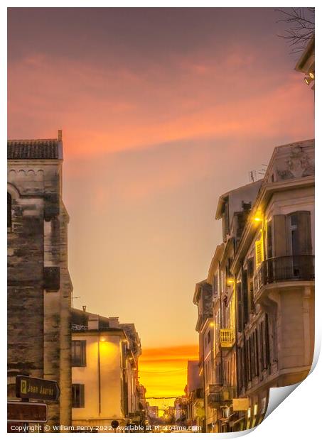 Sunset Apartments Balconies Narrow Street Nimes France Print by William Perry