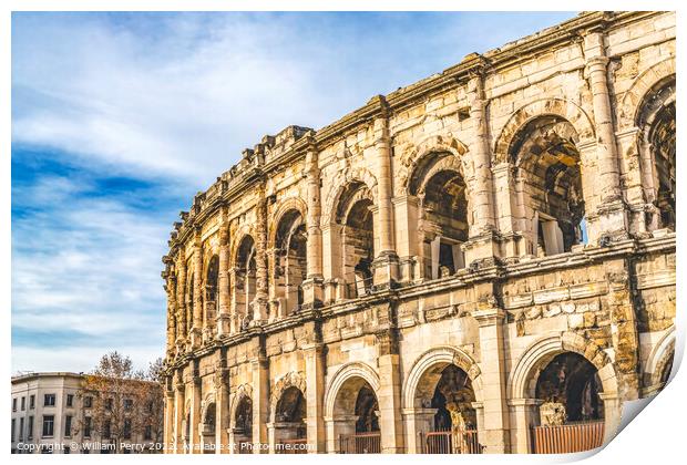 Ancient Roman Arena Amphitheatre Nimes Gard France Print by William Perry