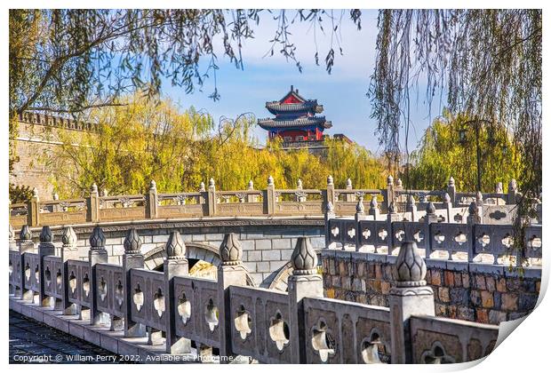 City Wall Gate Tower Qufu Shandong Province China Print by William Perry