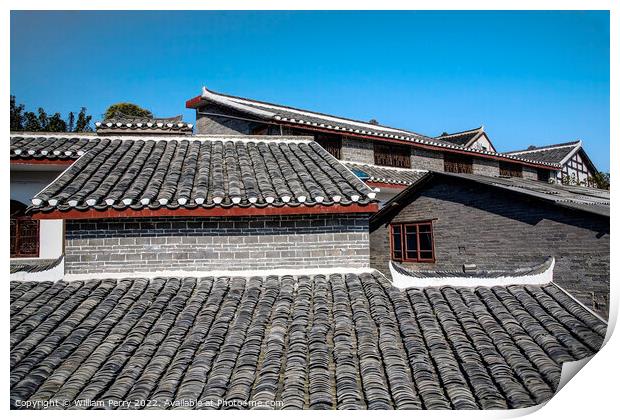 Roofs Ancient Town Guiyang Guizhou China Print by William Perry