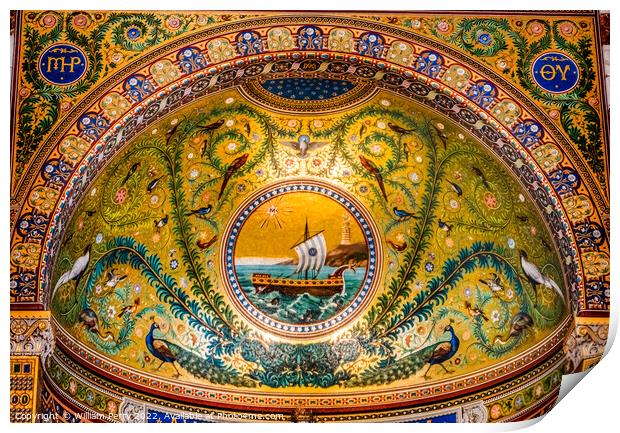 Ship Mosaic Notre Dame de la Garde Church Marseille France Print by William Perry