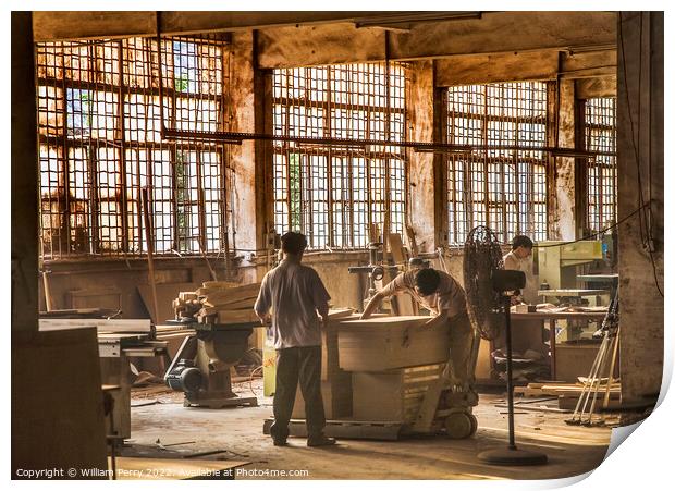 Chinese Wood Furniture Factory Print by William Perry