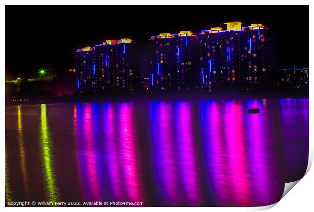 APARTMENTS LIGHTS HUN RIVER FUSHUN LIAONING PROVINCE  Print by William Perry