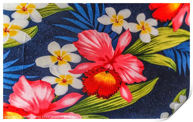 Colorful Hawaiian Red Orchid Textile Waikiki Honolulu Hawaii Print by William Perry