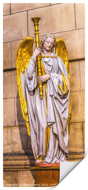 Angel Statue Cathedral Saint Mary Mejor Marseille France Print by William Perry
