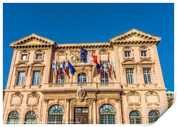 Hotel de Ville Town Hall Cityscape Marseille France Print by William Perry