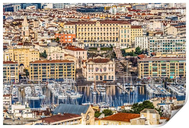 Hotel de Ville Town Hall Cityscape Harbor Marseille France Print by William Perry