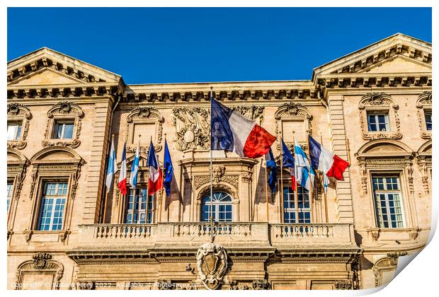 Hotel de Ville Town Hall Cityscape Marseille France Print by William Perry