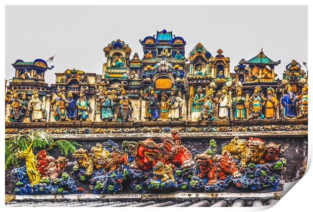 Ceramic Figures Dragons Chen Taoist Temple Guangzhou Guangdong P Print by William Perry