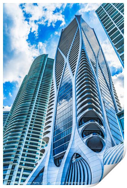 Modern Buildings High Rises Downtown Miami Florida Print by William Perry